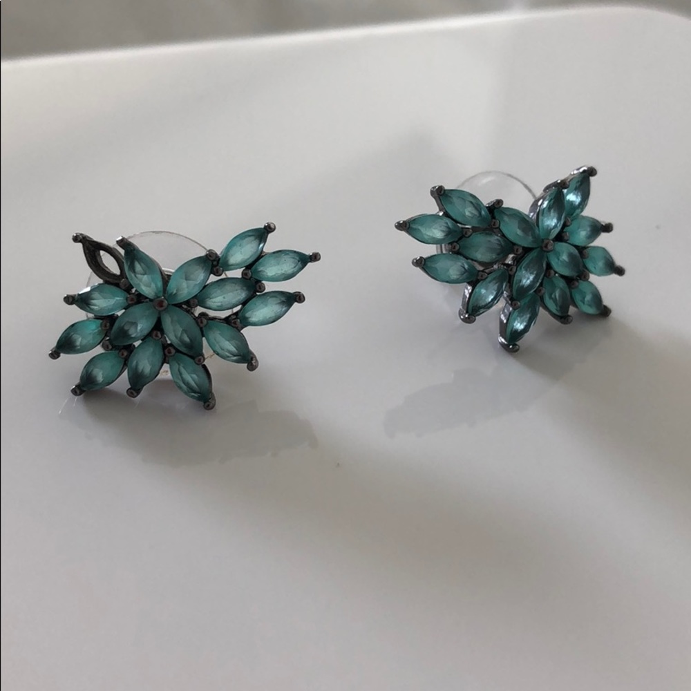 Earrings with beautiful water green gems